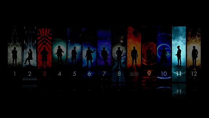 book 1 through 12 collection, Doctor Who, illuminated, multi colored, HD wallpaper