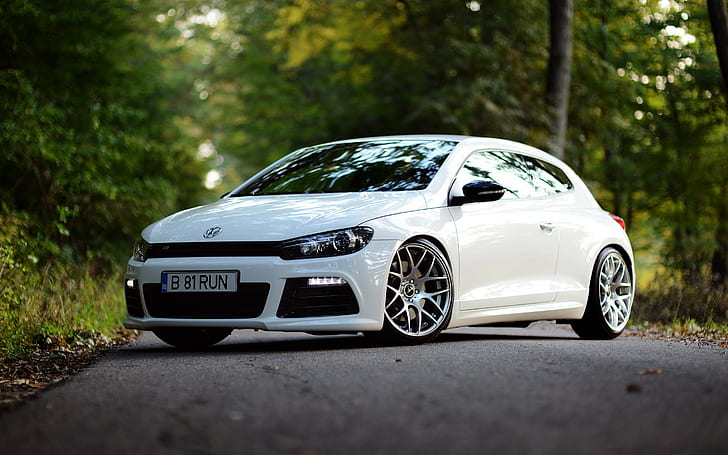 Volkswagen Scirocco R, white honday coupe, Download, HD wallpaper