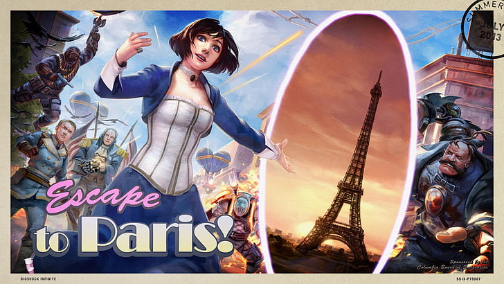 Escape to Paris illustration, video games, BioShock Infinite, HD wallpaper