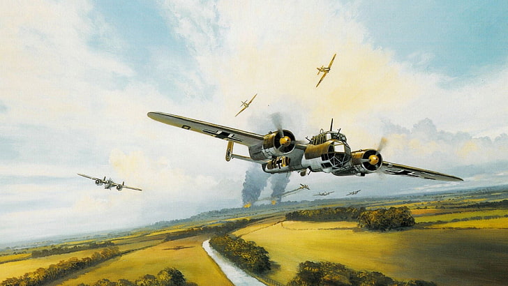 brown and black fighter plane photo, bomber, German, Mark, Battle of Britain