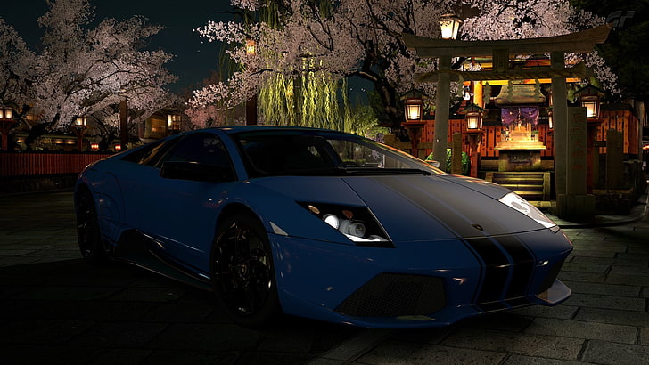 blue car, Lamborghini Murcielago, motor vehicle, mode of transportation, HD wallpaper