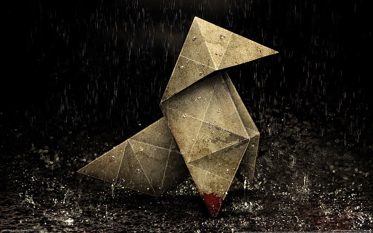 brown origami wallpaper, Quantic Dream, Heavy Rain, shape, abstract