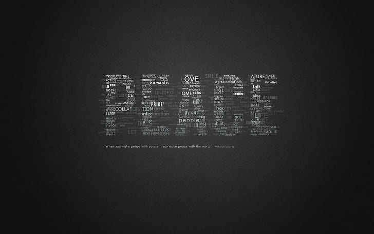 peace, quote, typography, monochrome, minimalism, HD wallpaper
