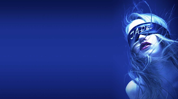 X Japan, blindfold, album covers, blue background, long hair, HD wallpaper