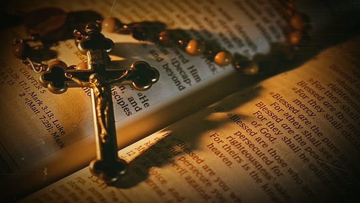 Christianity, cross, Holy Bible, Holy rosary, Jesus Christ, HD wallpaper