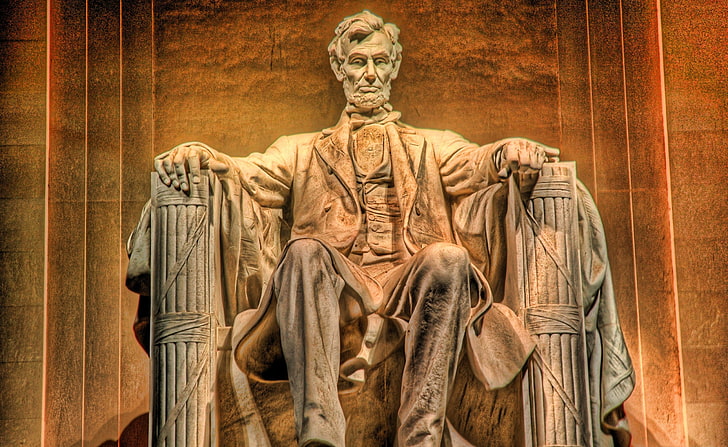 President Abraham Lincoln HDR HD Wallpaper, Artistic, Sculpture