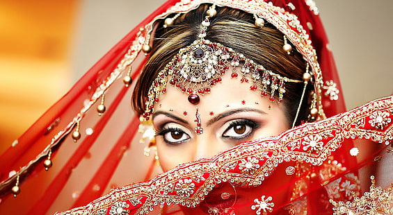 HD wallpaper: indian wedding, bride, marriage, gown, close-up, red, human  body part | Wallpaper Flare