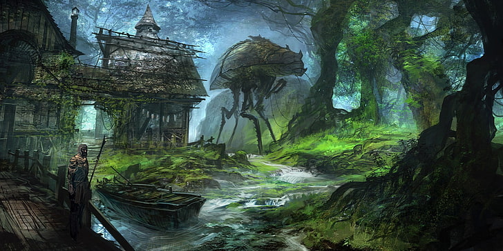 forest painting, The Elder Scrolls III: Morrowind, drawing, artwork