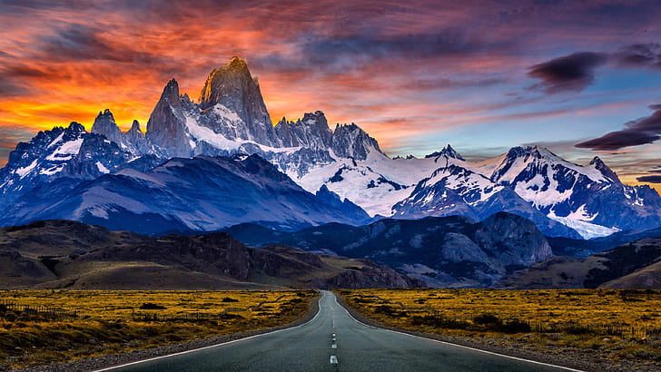 Fitz Roy Mountain In South America Patagonia Between Argentina And Chile In The Nearby El Chaltén Village Sunsets Landscape 3840×2160, HD wallpaper
