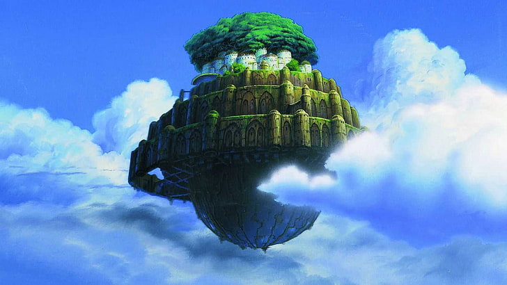 Laputa digital wallpaper, Studio Ghibli, Castle in the Sky, cloud - sky, HD wallpaper