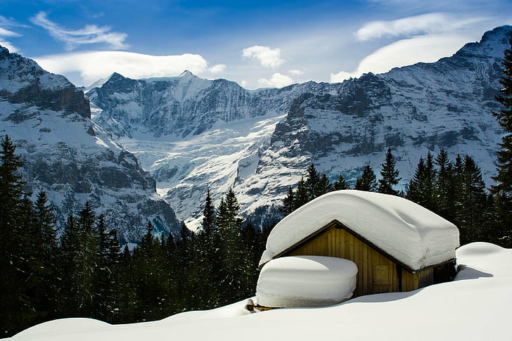 snow mountains, Schnee, Grindelwald, Orte, Winter, Berner Oberland