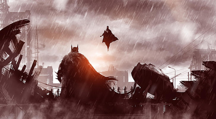 Batman, batman vs superman, fight, movie, architecture, sky, HD wallpaper