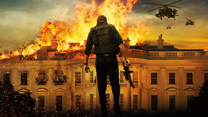 Olympus Has Fallen White House Helicopter Fire Back HD, olympus has fallen, HD wallpaper