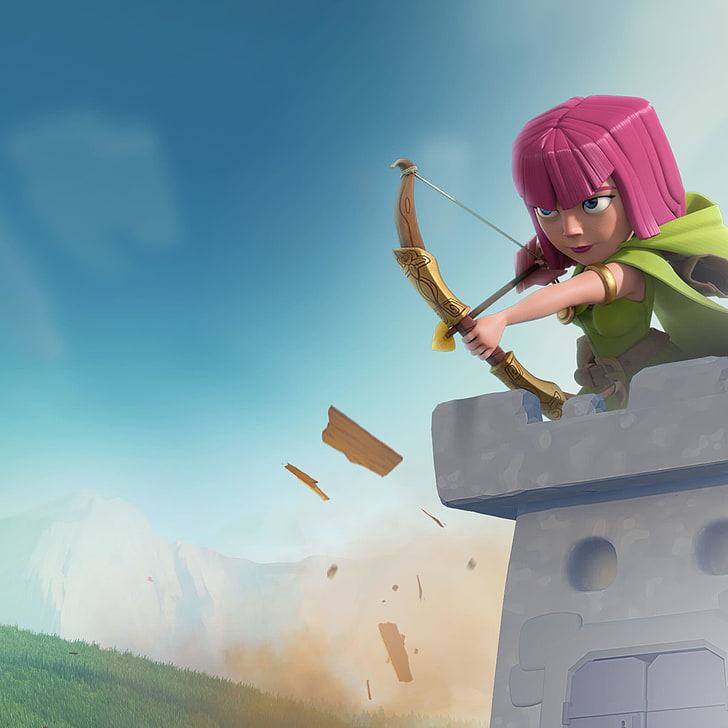 clash of clans, supercell, games, hd, archer, sky, one person, HD wallpaper