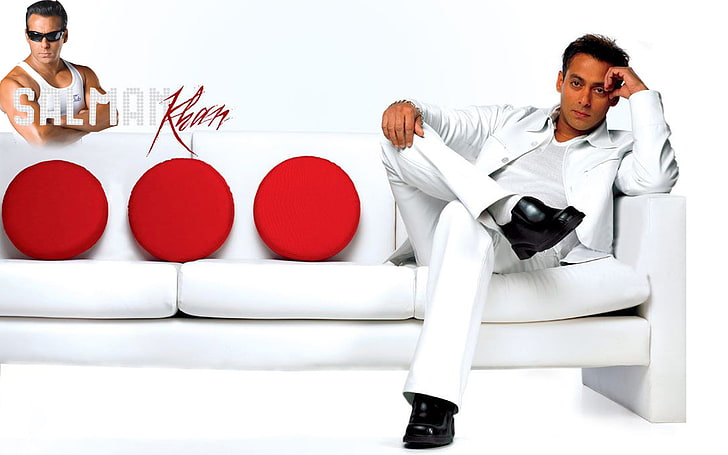 HD wallpaper: Salman Khan Sitting On Sofa, men's white blazer with text  overlay | Wallpaper Flare