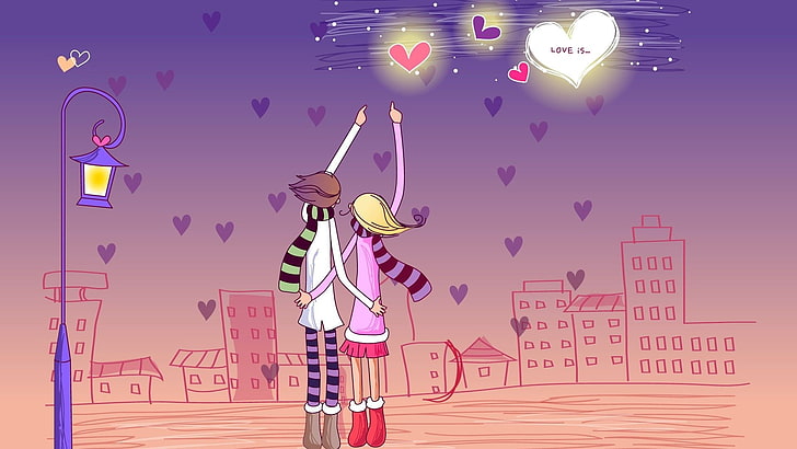 HD wallpaper: love, couple, cartoon, valentines day, illustration, valentine  day | Wallpaper Flare