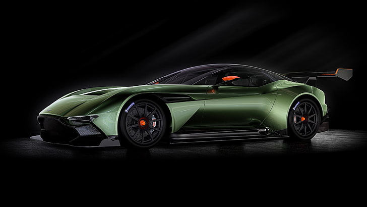 green sports car, Aston Martin, Aston Martin Vulcan, vehicle
