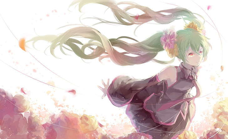 Hatsune Miku, twintails, long hair, Vocaloid, anime girls, real people, HD wallpaper