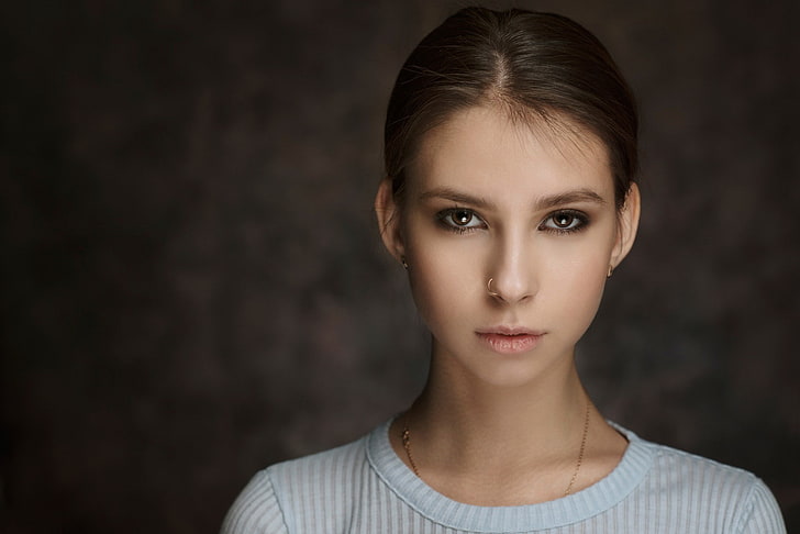 women, portrait, model, Elena Aksenova, nose rings, Maxim Maximov