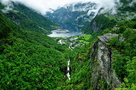 HD wallpaper: Earth, Geirangerfjord, Cruise Ship, Mountain, Norway ...