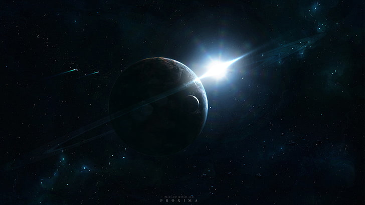 galaxy and planet wallpaper, space, 3D, Moon, astronomy, star - space