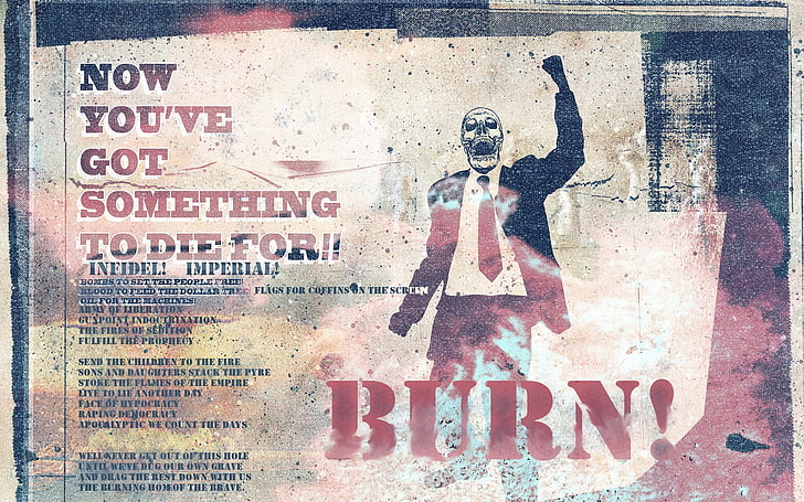 Burn album wallpaper, Lamb of God, war, burning, graffiti, skull, HD wallpaper