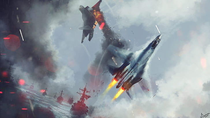dogfight, military, military aircraft, artwork