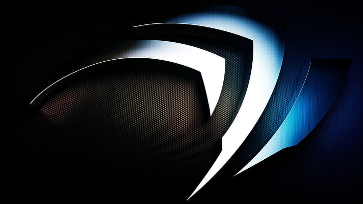 NVIDIA logo wallpaper, technology, blue, close-up, modern, pattern, HD wallpaper