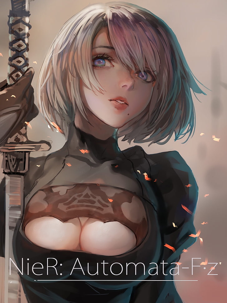 woman holding sword digital wallpaper, anime, anime girls, Nier: Automata, HD wallpaper