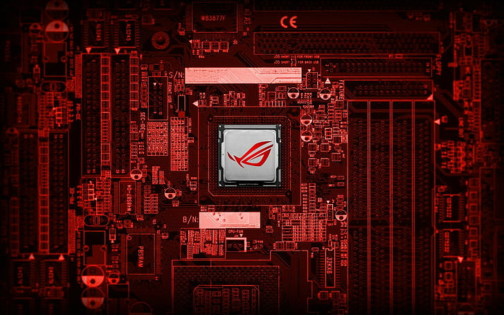 Technology, Asus, Computer, Motherboard, Red
