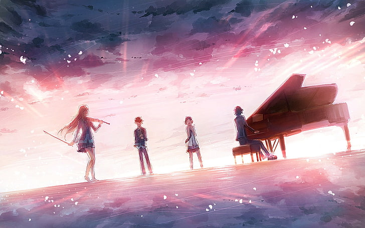 Shigatsu wa Kimi no Uso, music, piano, violin, group of people, HD wallpaper