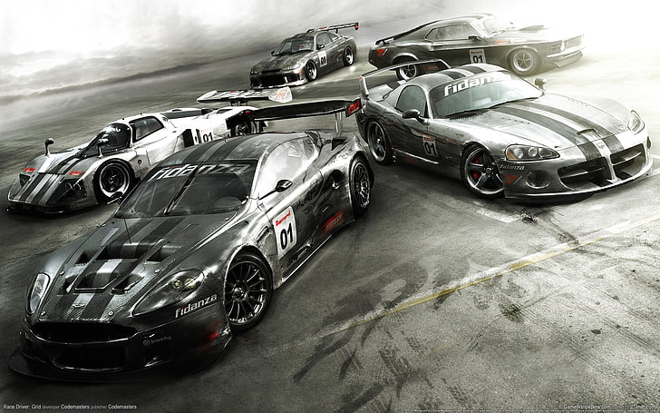 five gray coupes, Race Driver: GRID, car, transportation, mode of transportation, HD wallpaper