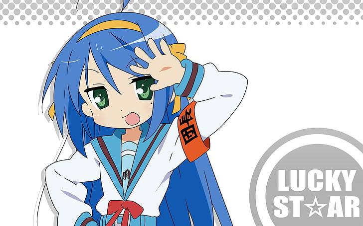 Izumi Konata, Lucky Star, anime girls, blue hair, communication