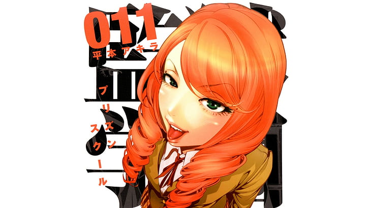 Prison School, Anime Girls, Tongue, Orange Hair, orange haired female anime character, HD wallpaper