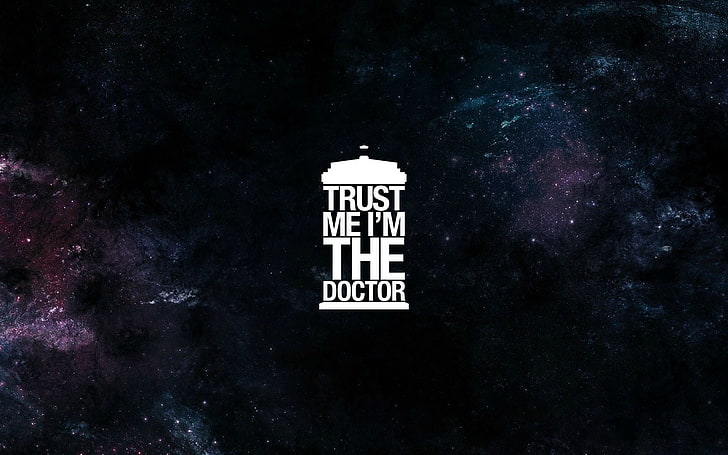 white text on black background, TARDIS, The Doctor, Doctor Who