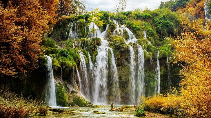 national park, waterfall, croatia, plitvice lakes, europe, scenery, HD wallpaper