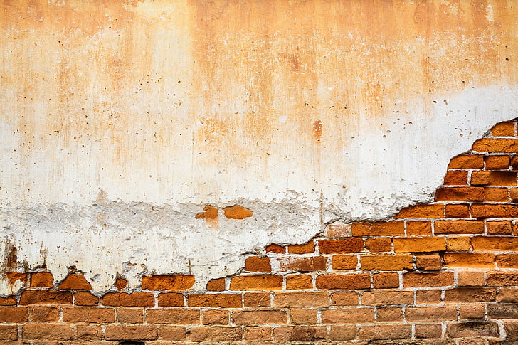 brown concrete brick wall, old, bricks, plaster, wall - Building Feature, HD wallpaper