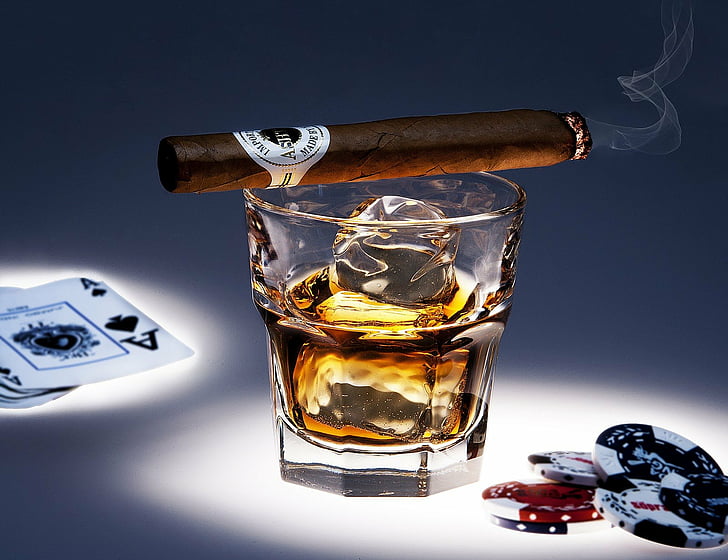 HD wallpaper: alcohol, bokeh, cigar, cigarette, cigars, drink, drinks,  glass | Wallpaper Flare
