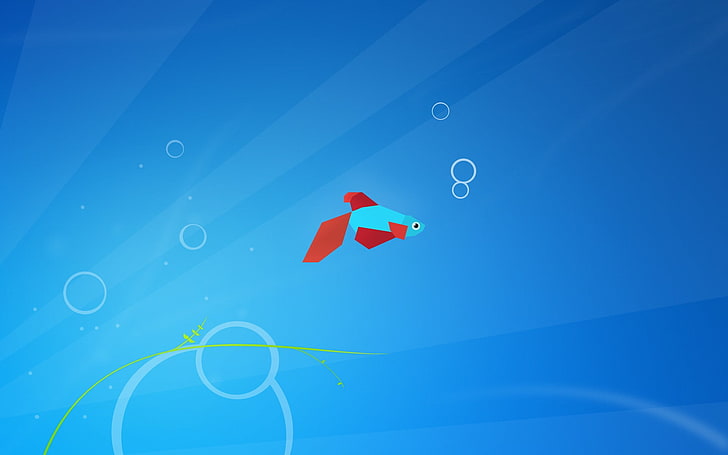 blue and red fish digital wallpaper, Windows 7, Microsoft Windows