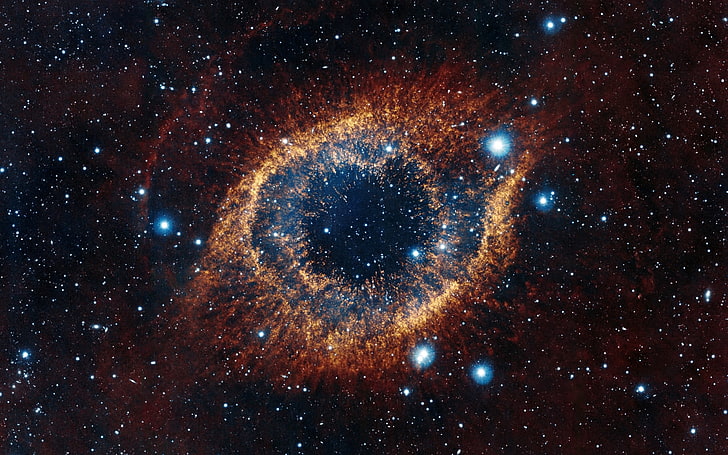 orange and blue cosmic cloud, space, galaxy, universe, digital art