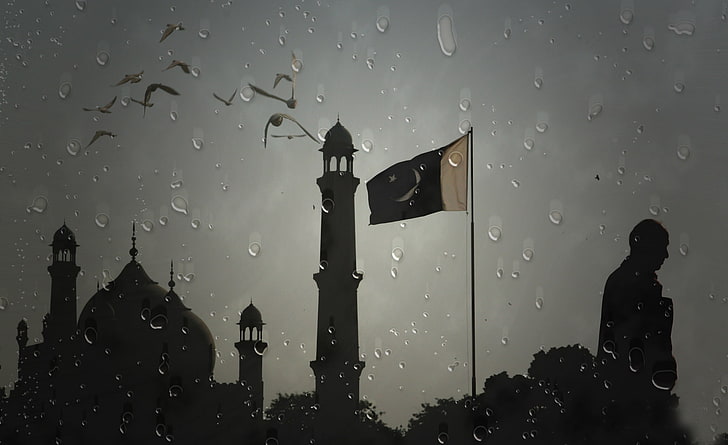 King's Masjid Lahore Pakistan, silhouette of mosque, Asia, Creative, HD wallpaper