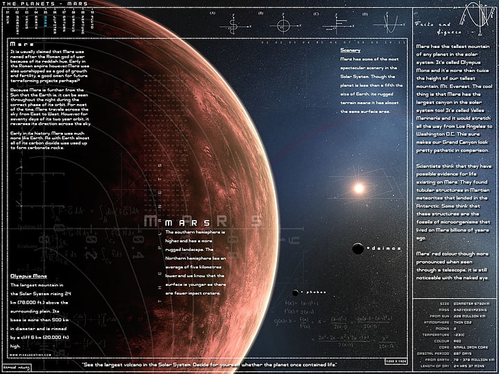 Mars planet chart, infographics, space, astronomy, planet earth, HD wallpaper