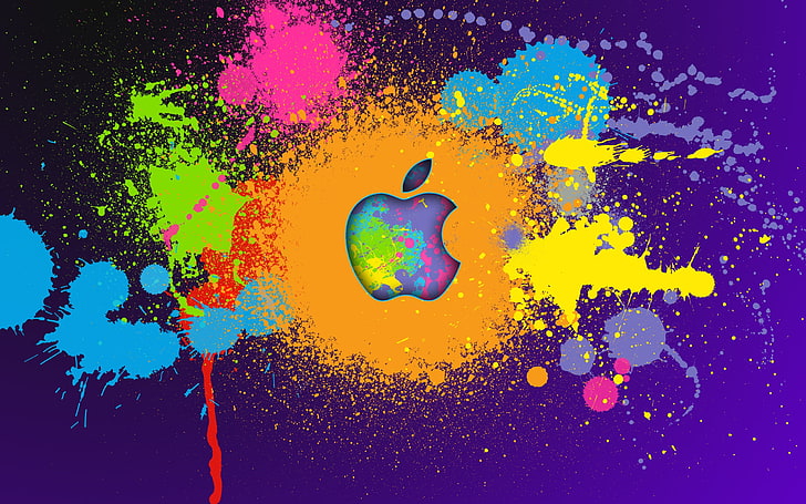 Apple Colorful Paint, Apple logo wallpaper, Computers, no people