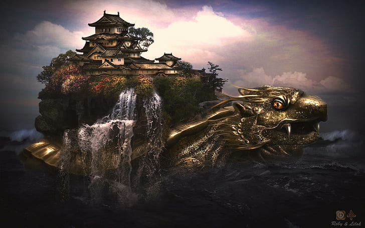 Dragon Castle, creative and graphics, HD wallpaper
