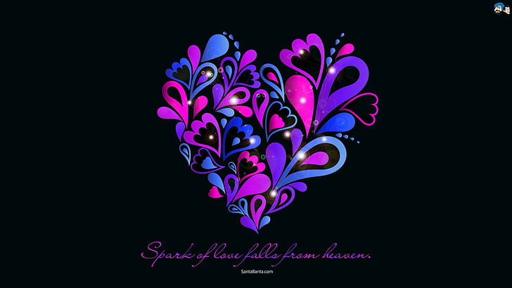 Spark Of L♥ve, purple and pink heart, nice, creative, abstract