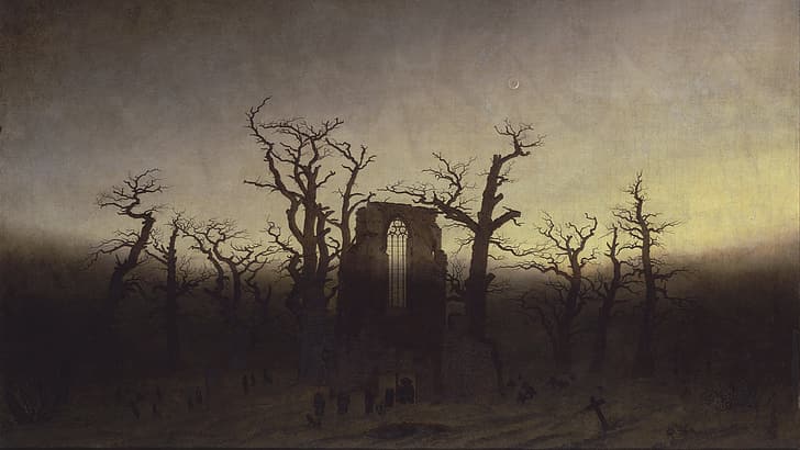 Caspar David Friedrich, The Abbey in the Oakwood, painting