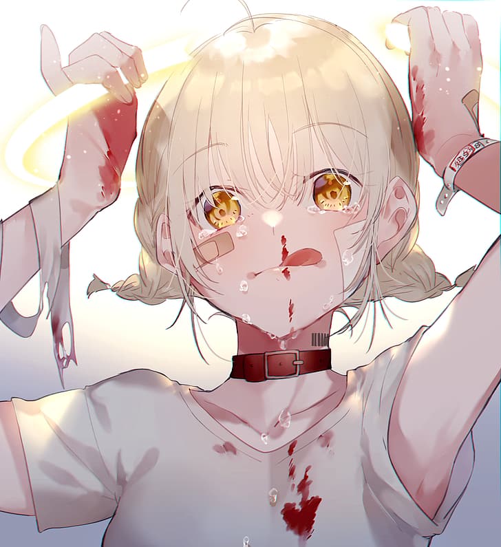 HD wallpaper: blood, anime, anime girls, T-shirt, miwano ragu | Wallpaper  Flare