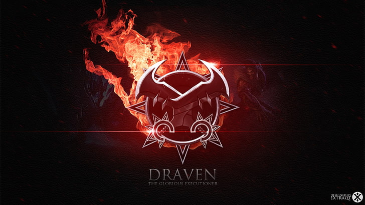Dravel logo, Draven, League of Legends, Riot Games, burning, fire