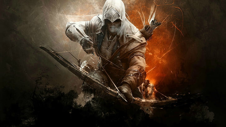 Assassin's Creed digital wallpaper, male archer illustration