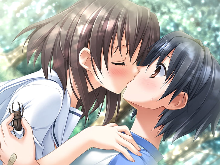 HD wallpaper: man and woman anime character kissing wallpaper, kantoku,  natsu no ame | Wallpaper Flare